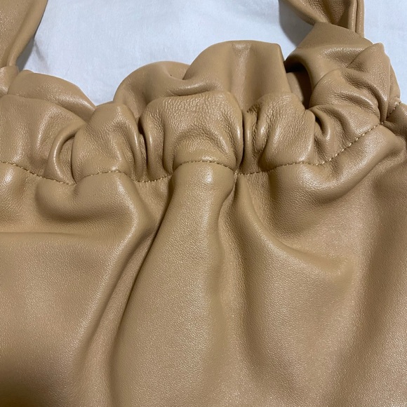 Topshop Taupe Ruched Leather Bag Shoulder Bag - Picture 4 of 6